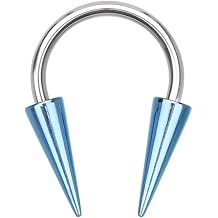 Pierced Owl 14-20GA Stainless Steel Horseshoe Circular Barbell with Long Spike Ends