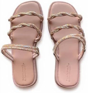 papete sandalia flat strass brilho leve ultra comfort sola ante derrapante