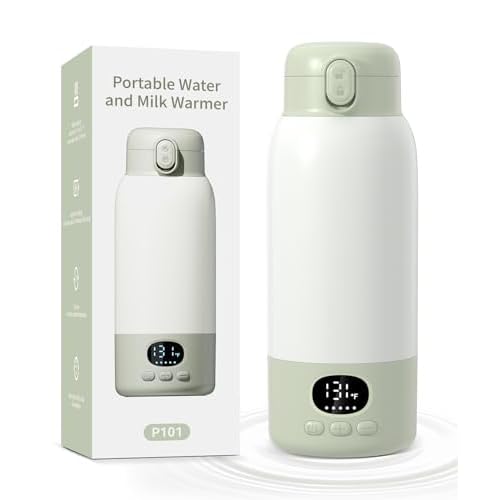 Portable Bottle Warmer for Travel,Milk Warmer for Baby Breastmilk with Fast Heating & Precise Temp Control, Bottle Warmer for Car, Outdoors, 17 Ounces Large Capacity,Green