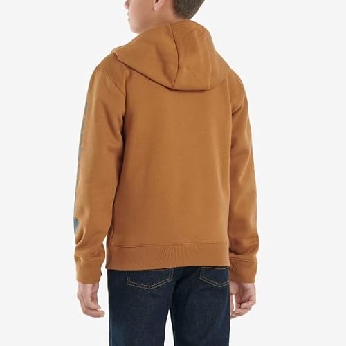 Carhartt Boys' Long Sleeve Hooded Sweatshirt, Brown, X-Large (18/20) #TOP4
