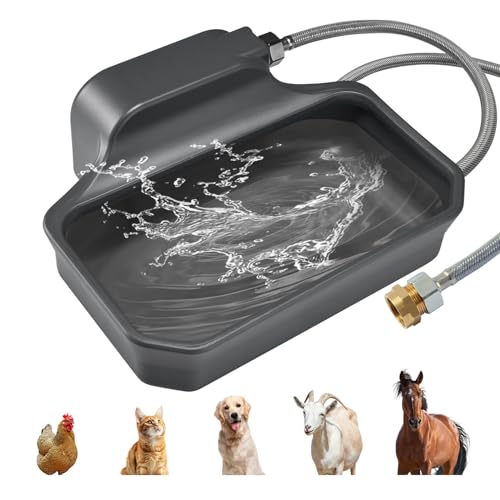 PETTEN Auto Fill Dog Water Bowl Dispenser Outdoor Large Capacity(118oz/1Gal) Auto Dog Water Dispenser with 3/4 GHT Male Faucet Connector Water Bowl Dispenser for Dog Cat Livestock(Gray)