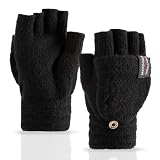 Bodvera Winter Convertible Mittens Fingerless Gloves for Men and Women Warm Half Finger Glove with Flip Texting Driving
