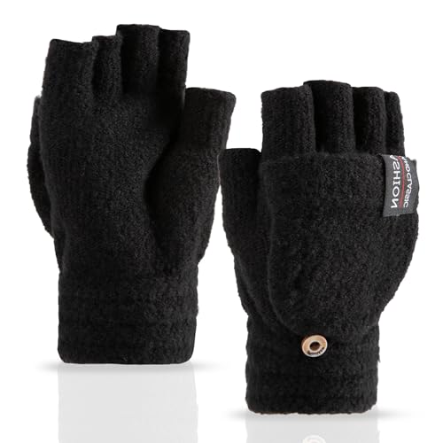 Bodvera Winter Convertible Mittens Fingerless Gloves for Men and Women