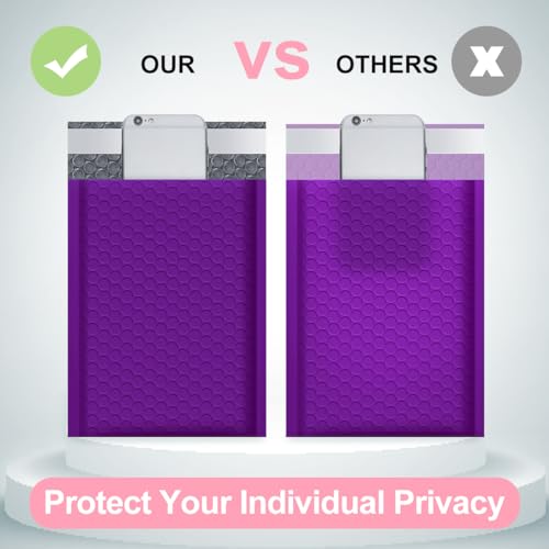 Image of UCGOU Bubble Mailers 4x8 inch Purple 50 Pack Usable Size 4x7 inch Padded Envelopes | Opaque Self Seal Adhesive Waterproof Boutique Padded Envelopes for Jewelry Makeup Small Bubble Mailers for Trading Cards #000