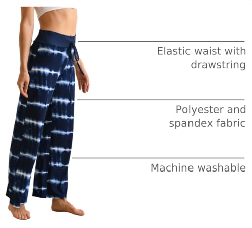 Image of NEWCOSPLAY Women's Comfy Pajama Pants Casual Drawstring Palazzo Lounge Wide Leg Pants