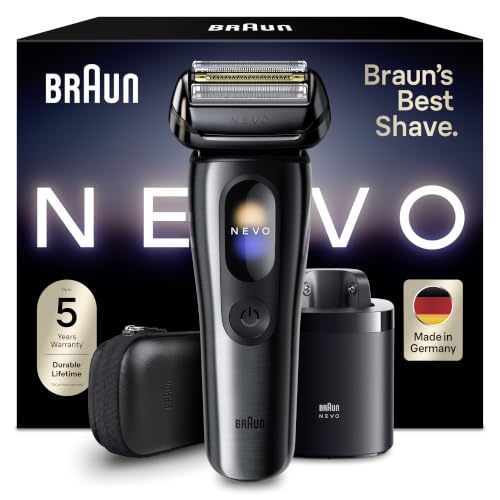 Braun NEVO Rasoio Elettrico Barba, Custodia Da Viaggio, NEVO15115C, Grafite | Regolabarba Uomo Impermeabile, Rasatura Senza Compromessi, Tecnologia Aerotouch, Sistema di Cura 7in1, Custodia, Ricaricabile