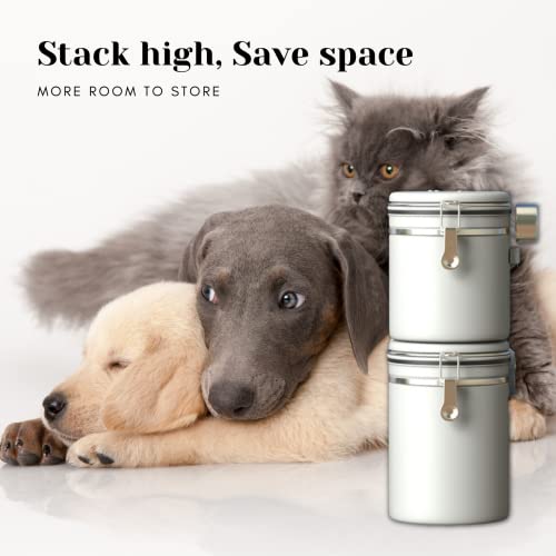 Startseating Dog Snack Container Seal, 1.8L Dog Snack Rack With 30Ml Dog Food Spoon, Stackable Date*Non Plastic Metal Dog Snack Jar With Lid, For Pet Cat Biscuit Cookie, White Small #TOP4