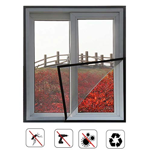 Preisvergleich Produktbild LISIANG Fliegengitter Fenster Kleben, Insektenschutz Fenster Rollo Ohne Bohren Full Frame Klettverschluss Easy Install Für FenstertüRen Schiebe Wohnzimmer Balkon,Gray,200x160cm(79x63in)
