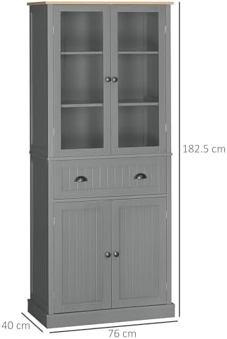 Versatile farmhouse-style grey storage unit in a contemporary home setting.