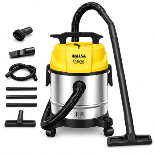 INALSA Wet and Dry Vacuum Cleaner for Home, 12 LTR Capacity,1200 W, 17 kPa Suction, Blower Function, Wet Vacuum Cleaner for Sofa, House Cleaning Machine,Stainless Steel Body (WD 12)
