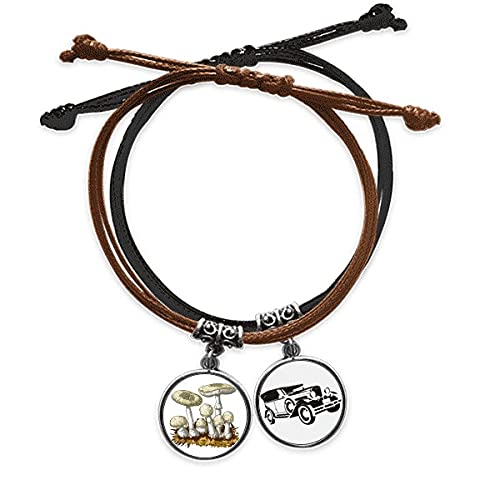 Bracelet champignons blancs charmant cadeau parfait en cuir et cordon pour anniversaire