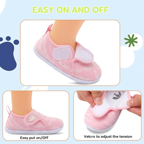 Image of FEETCITY Baby Boys Girls First Walking Shoes Infant Sneakers Crib Shoes Breathable Lightweight Slip On Shoes