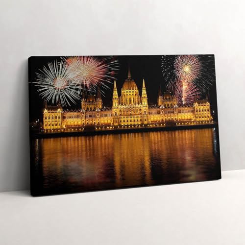 Tableau Parlement Hongrois Toile 60x40cm pour Rénover un Mur Blanc Vierge