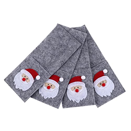 OKUMEYR 4pcs Christmas Cutlery Holders Christmas Table Decor Dinnerware Cover Bag for Holiday Utensil Holder