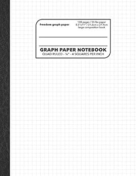 Paperback Graph Paper Notebook: Quad Ruled 1/4” Four Squares Per Inch Grids for Graphing and Math (Large Softback Composition Book) Book