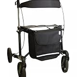 SENIORI Rollator- und Rollstuhltasche – Bequeme Befestigung & viel Stauraum – für Verschiedene Modelle – Mit Reflektor, Klettverschluss & stabiler Form (2. Schwarz, V-Modell)