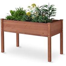 Raised Garden Bed 48x24x30 Inch Elevated Wooden Planter Box Stand with Legs Standing for Vegetable Flower Herb Outdoor Gardening Backyard Patio,30 Inch Height 380 lbs CapacityCoffee