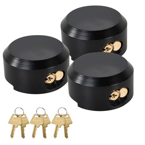 Pomunty 3 Pack Puck Locks for Trailers Keyed Alike 2-7/8” Hidden Shackle Padlocks Heavy Duty Solid Steel Trailer Door Lock W/6 Keys High Security Anti Theft Van Door Lock for Trucks Shed