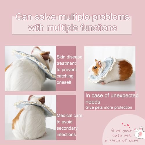 Image of Hamster Recovery Protection Cone After Surgery - Small Animals Adjustable Collar for Rat, Bird, Rabbit, Guinea Pig - Anti-Lick, Anti-Bite Pet Elizabeth Collar (Printed Blue, L)