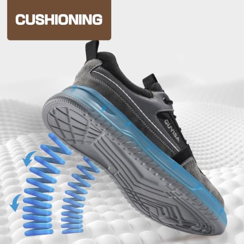 Image of Steel Toe Shoes for Women and Men, Lightweight Safety Work Shoes, Puncture Resistant Cushioned Low Top Work Sneakers for Warehouse Factory Construction