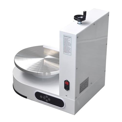 Semi Automatic Birthday Cake Smoothing Coating Machine, AC110V 6-14in Cake Cream Spreading Machine, Cakes Decorating Cream Coating Machines Turntable with Graduated Scraper, Baking Supplies (White) by Anbaochi - Used condition - Image 7
