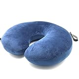 U Shaped Neck Pillow Smartrip Support Airplane Car Travel Environmental Micro Particles Soft Comfortable Easy To Clean Navy Blue