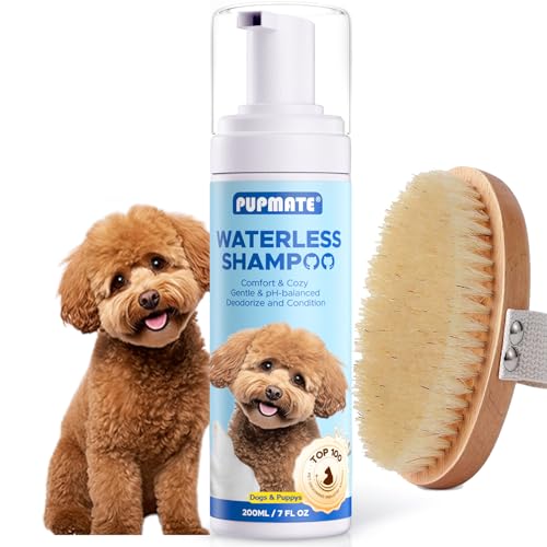 PUPMATE Waterless No Rinse Dog Dry Shampoo Spray for Smelly Dogs, Hypoallergenic & pH-Balanced, Deodorizing, Sensitive Skin Care, Safe for Puppies & Cats, Clean, Condition & Freshen