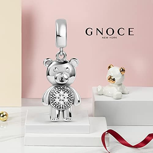 GNOCE Little Bear Pendant Charm Sterling Silver Dangle Charm Fit Bracelet/Necklace for Women Girls Wife Daughter