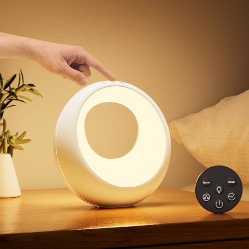 Bonsery Lampe de Chevet Tactile Dimmable avec Télécommande, Lampe de Table Led sans Fil avec Couleurs RVB, Fonction de Minuterie et Mémoire Veilleuse Enfant...