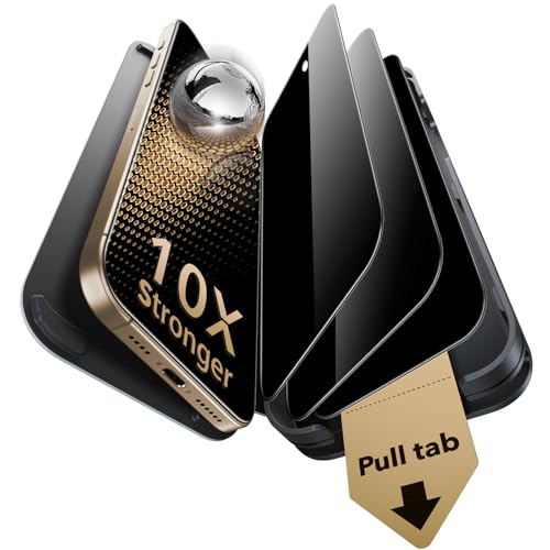 ESR Accessory Glass by Corning™ 3 Pack 9H+ Glass for iPhone 16 Pro Max Privacy Screen Protector, Military Grade Shatterproof & Durable with UltraFit Tray