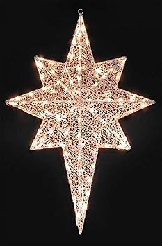 Lighted White Glittering Mesh 2-D Star of Bethlehem Christmas Yard Art Decoration, 36