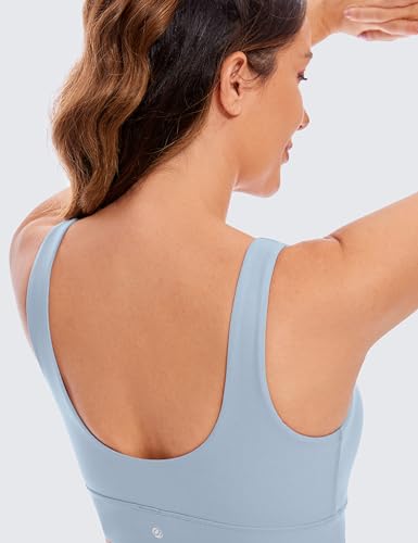 Image of CRZ YOGA Butterluxe U Back Sports Bras | Light Support, Removable Pads, Yoga, Extremely Soft, Longline, Scoop Neck, Wide Straps, for Women