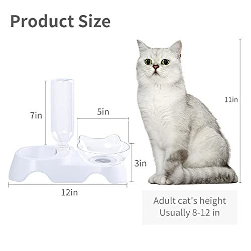 MILIFUN Double Dog Cat Bowls Pets Water and Food Bowl Set with Automatic Waterer Bottle for Small or Medium Size Dogs Cats (White) - Thumbnail 6