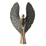 Größe: 17 cm Bronze Engel, 17 cm, dunkel patinierte Flügel, Kerstin Stark