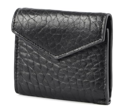 Portefeuille Fredsbruder Kelia élégant grand rabat cuir noir qualitatif