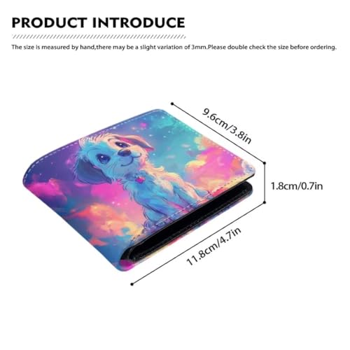 Image of Coldinair Watercolor Dog Boys Wallet Teen Wallets for Kids Aged 9-12 /8-10 /8-12 with Wallet Card,Leather Bifold Wallet Slim Coin Purses with 4 Credit Card Slots