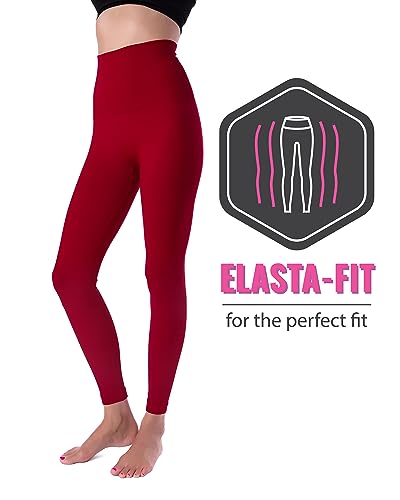 Homma High Waist Compression Leggings for Women Tummy Control Postpartum Leggings Seamless Yoga Workout Pants Red XL - Thumbnail 7