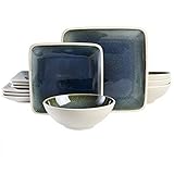 Gibson Elite 114397.12RM Namastay 12-Piece Reactive Glaze Dinnerware Set Service for 4, Blue