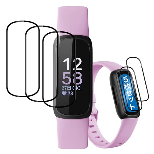 �Ή� Fitbit inspire3 �t�B�����y5���Z�b�g�zEguoer �Ή� Fitbit inspire 3 �ی�t�B���� PET������ �Y�f�@�� ��ʕی�t�B���� 3D�Ȗ� �J�o�[ 24���Ԏ����C���Z�p �Ռ��z�� �����ߗ� �����x�^�b�` �w��h�~ ��