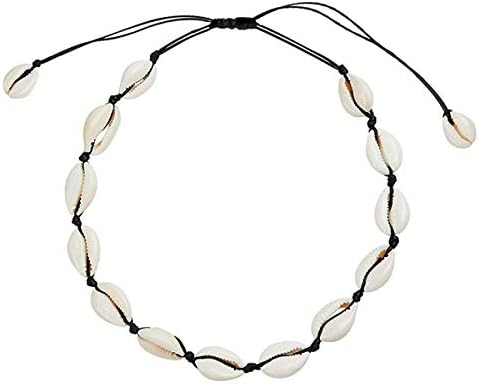 Natural Shell Necklace Choker Bead Pearl Handmade Hawaii Beach Rope Jewelry (Black Weaving Necklace) for Women Girl