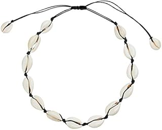 Natural Shell Necklace Choker Bead Pearl Handmade Hawaii Beach Rope Jewelry (Black Weaving Necklace) for Women Girl