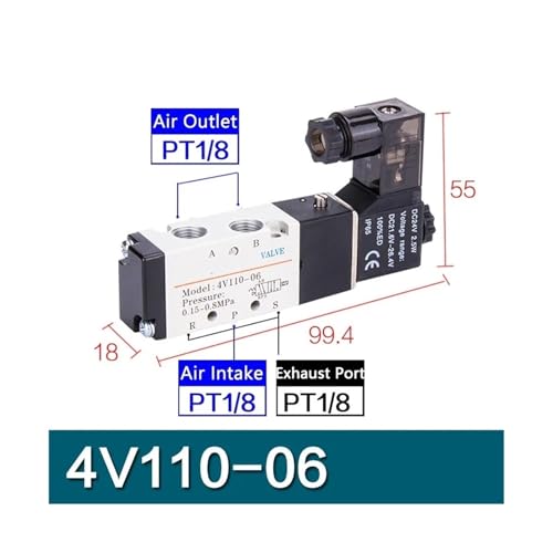 Vanne magnétique 4V210-08 24V à commande directionnelle stable