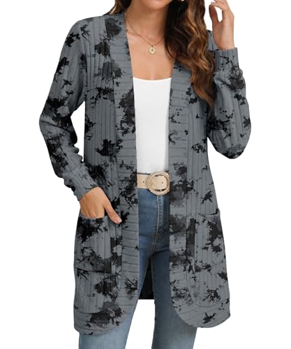 Image of YSYOKOW Cardigan Sweaters for Women Long Sleeve Open Front with Pockets | Long Cardigans for Women Lightweight Soft Casual Dressy Loose Fit Cardigan Sweater with Pockets for Work and Office