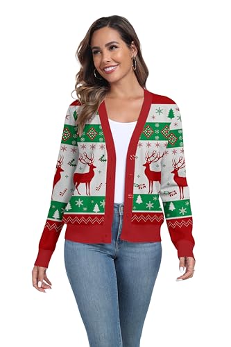 Image of Women's Long Sleeve Cardigan Sweaters Casual V Neck Soft Knit Jacket Button Down Cardigan for Women Winter Fall