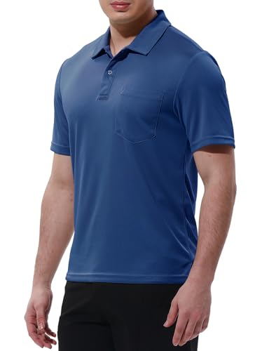 Image of Rdruko Men's Polo Shirts Short Sleeve Quick Dry Outdoor Golf Sports Shirts with Pocket