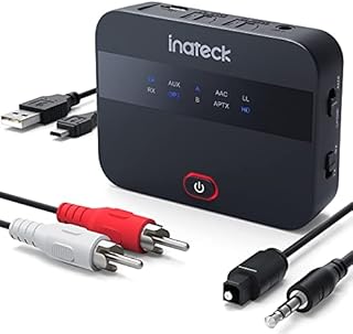 Inateck aptX HD Bluetooth 5.0 transmiter, adapter audio do 2 słuchawek, z wyświetlaczem, niewielkie opóźnienia, obsługuje kabel światłowodowy, BR1009