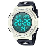 L LAVAREDO Orologio digitale da uomo, sportivo, militare, impermeabile, con cronografo, orologio da polso da uomo, con retroilluminazione a LED, sveglia, data