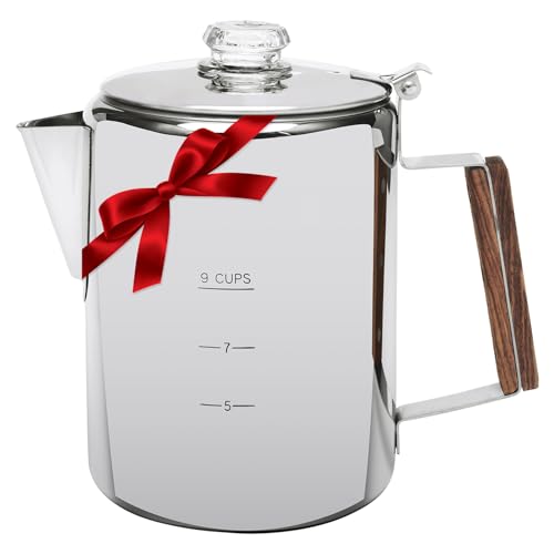 Comparison: Best Campfire Coffee Percolator 5 MEREZA Camping Coffee Pot Stovetop Coffee Maker Percolator Campfire Coffee Pot Stainless Steel Coffee Pot Camping Outdoors Home 9 Cup No Aluminum & Plastic Fast Brew