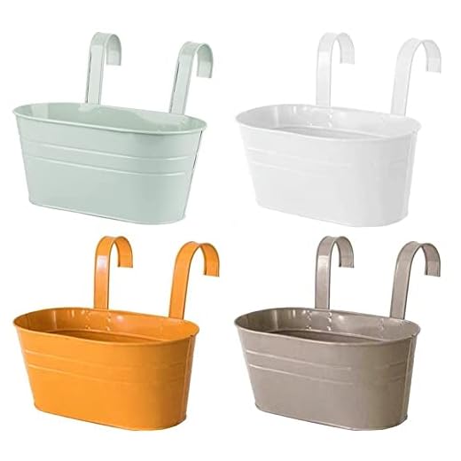 KAHEIGN 4 Pezzi Vasi da Fiori Sospesi in Metallo, 27,5CM Grandi Vasi per Piante Secchio per Fiori da Appendere con Gancio Staccabile per Decorazione Domestica Giardino Recinto Balcone (4 Colori)