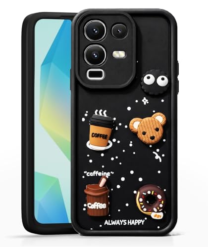 Image of Bintage Cute Fun Taddy| 3D Ball Bear| Donut| Coffee Rubber Case Camera Protection Back Cover Compatible for Infinix Note 50x 5G (6.67) - Black